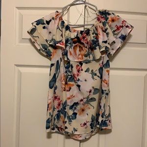 Off the shoulder floral shirt